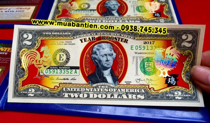 Tiền 2 USD Con Gà | 2 Đô Hình Con Gà | Tiền Lì Xì Tết 2017