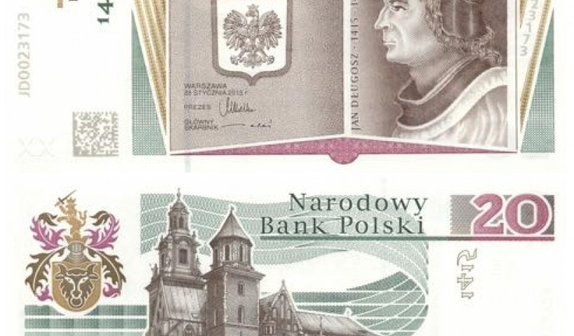 Ba Lan phát hành tờ 20 Złoty kỷ niệm 600 năm Jan Długosz 24.08.2015